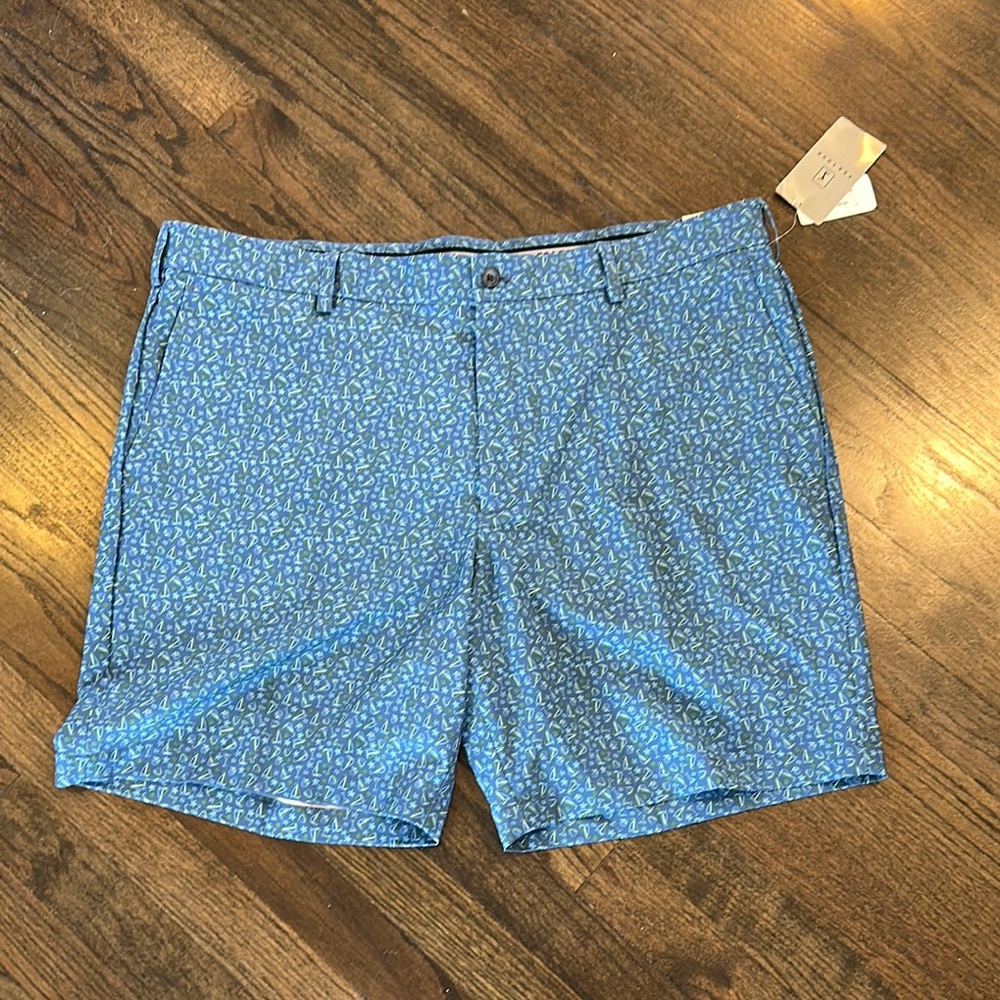 PGA Tour Blue Flat Front Shorts 42 NEW NWT Sun Protection UPF50